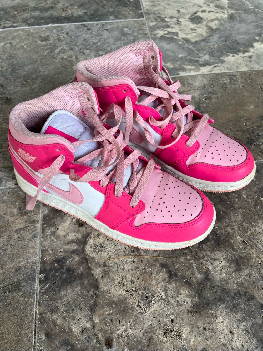 Kids Pink Air Jordan Mid Sneakers